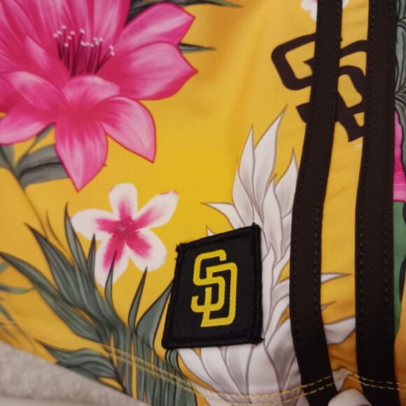 Hurley MLB Swim Trunks SAN DIEGO PADRES Mens Sz 36 Yellow Board Shorts Tropical - Picture 4 of 16